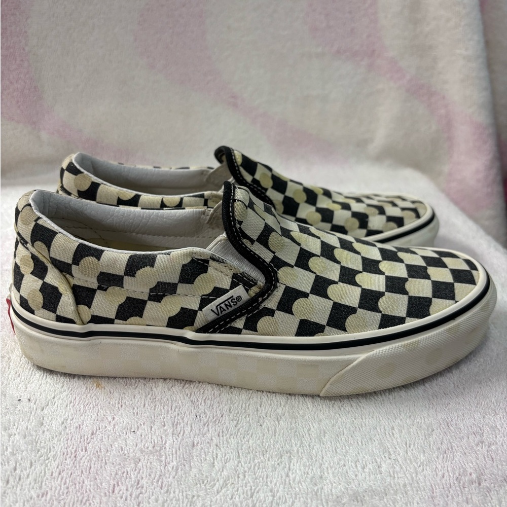 Vans Classic Slip On UV Ink White Black Checkered  Size 5 men’s / 6.5 Women’s